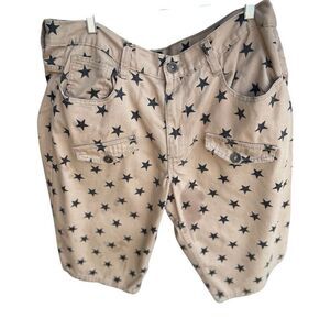 Men’s King Maker Tan Denim Black Stars Shorts Size 38